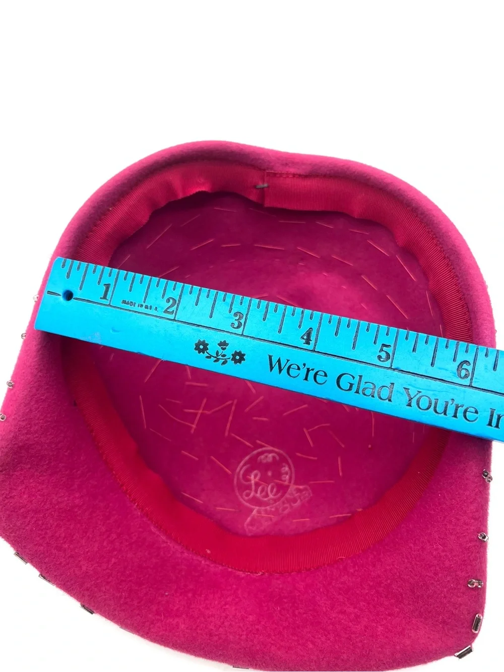 Vintage Lee Pink Genuine Velour Beaded Cocktail Hat Pearls Floral 1940s mid cent